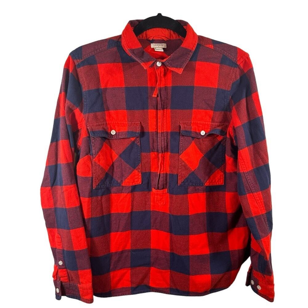 J.Crew  Flannel Shirt Red Blue Plaid Long Sleeve Button Up‎ Size S